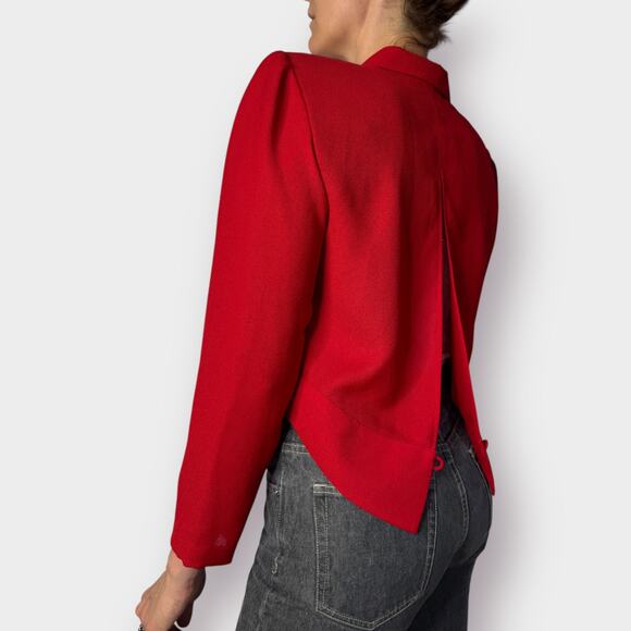 90s Karin Stevens Petites Red Jacket Top Size M - Picture 3 of 8